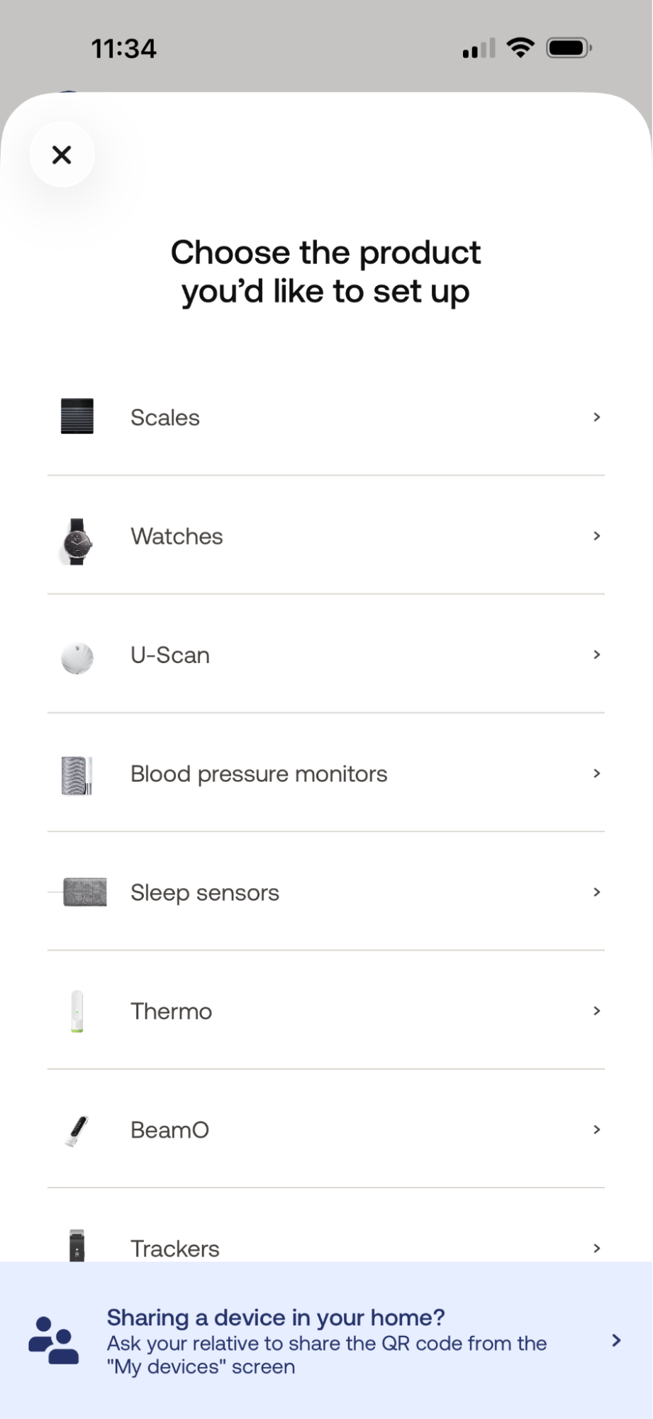 Withings app on iOS
