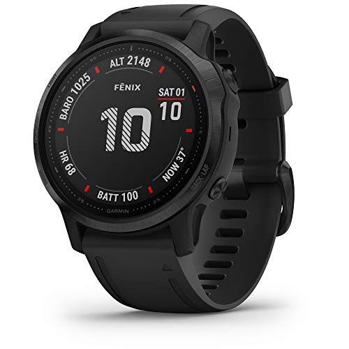 Large image for amazon product "Garmin Fenix 6S Pro, Premium Multisport GPS Watch, Smaller-Sized, Features Mapping, Music, Grade-Adjusted Pace Guidance and Pulse Ox Sensors, Black"