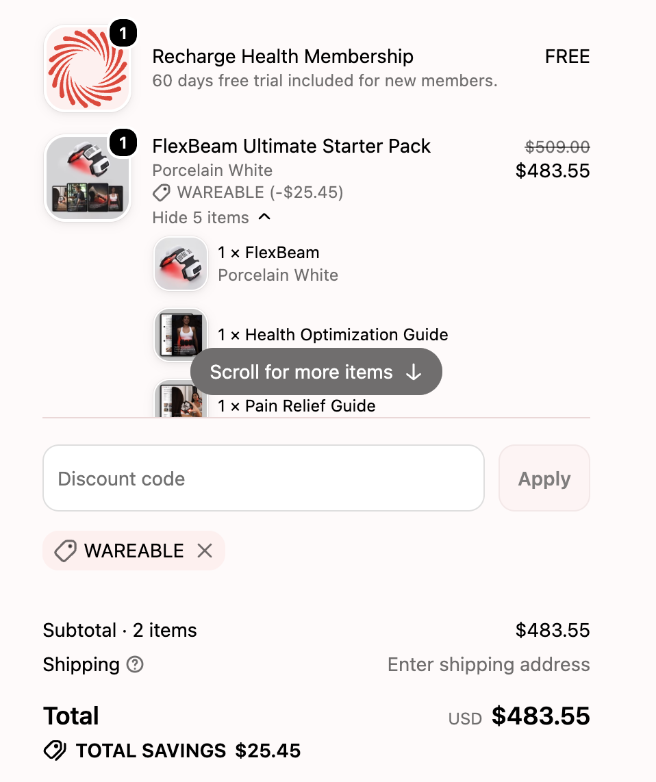FlexBeam discount code applied