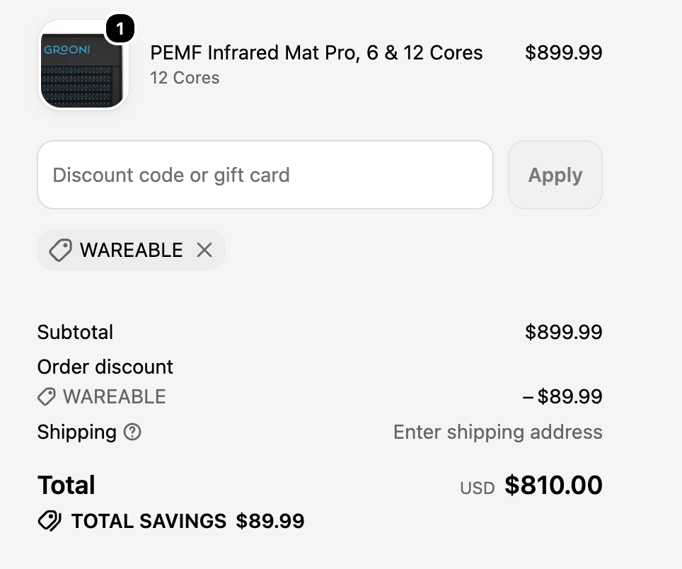 grooni discount applied