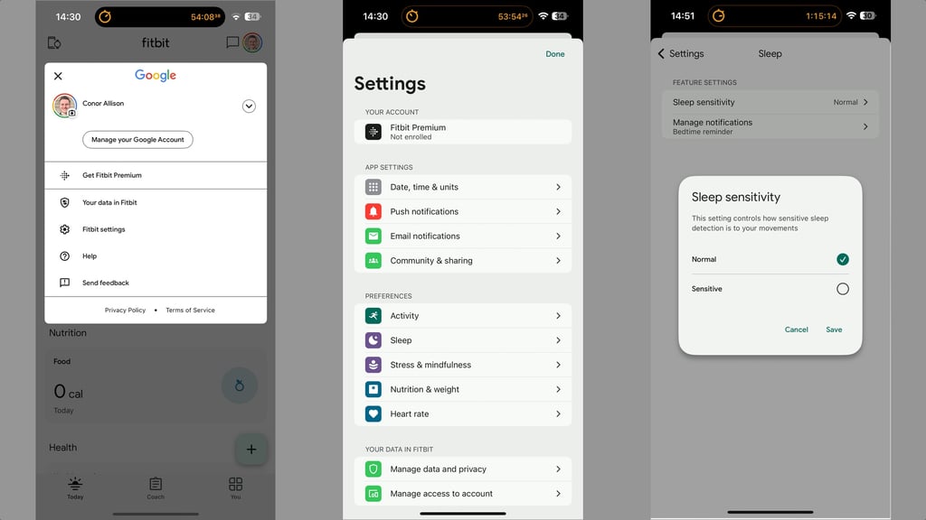 fitbit sleep sensitivity calibration settings