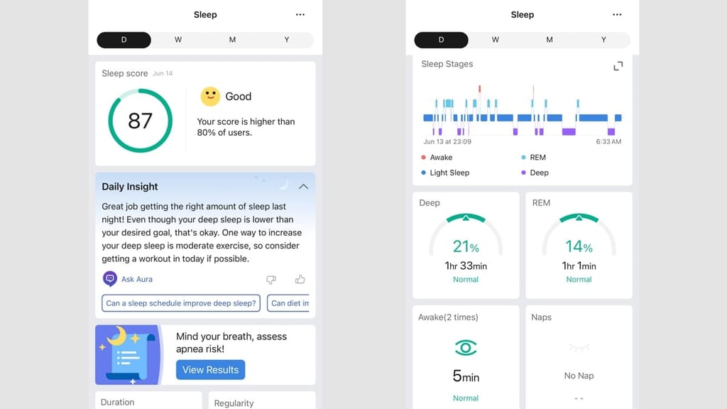Helio sleep tracking