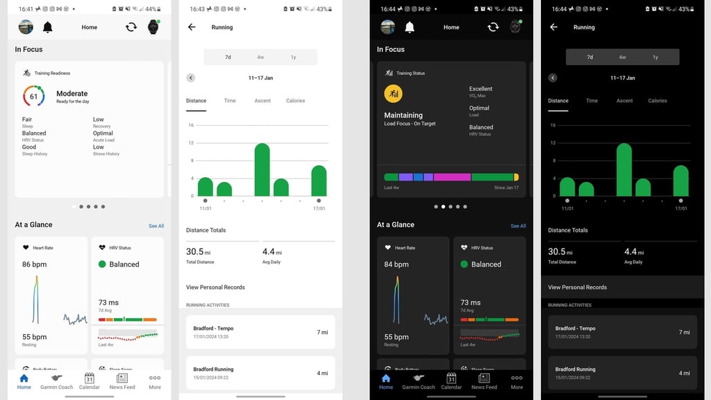 garmin connect light mode vs dark mode