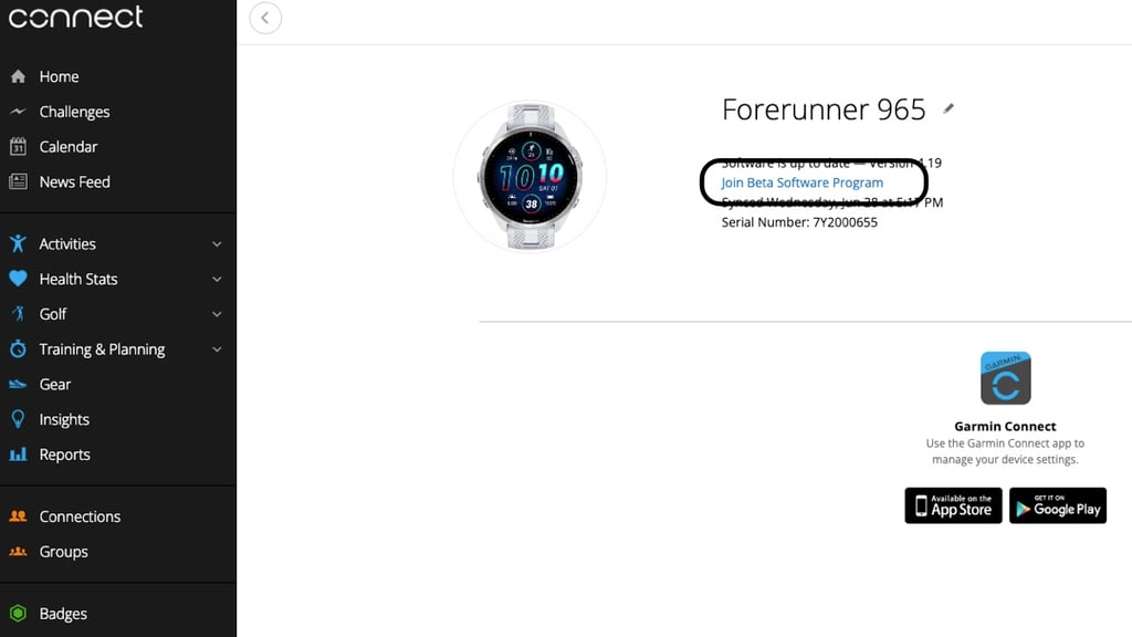 garmin connect beta program enroll