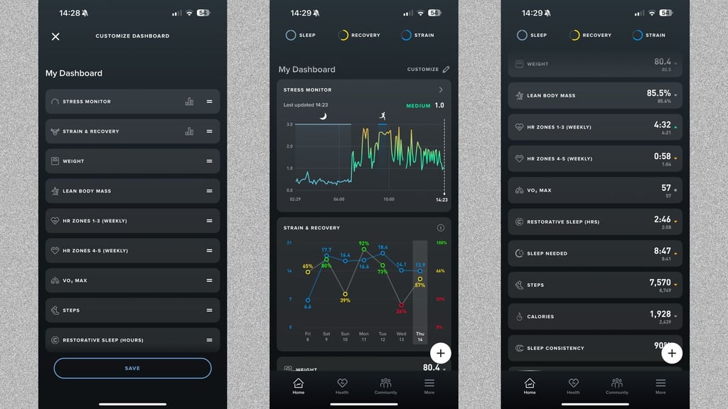 whoop dashboard