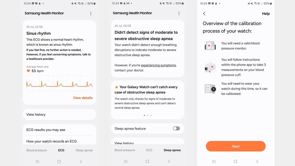 samsung health monitor screens