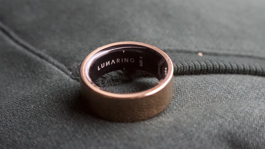 close up of luna ring gen 2 in gold finish