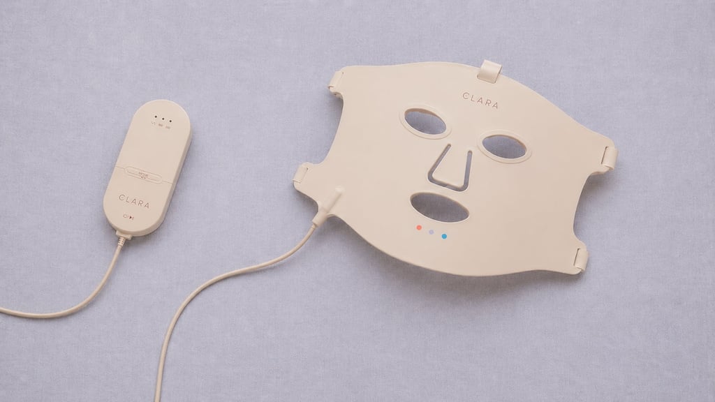 Clara red light therapy mask on table 1