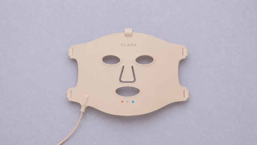 Clara red light therapy mask on table 3