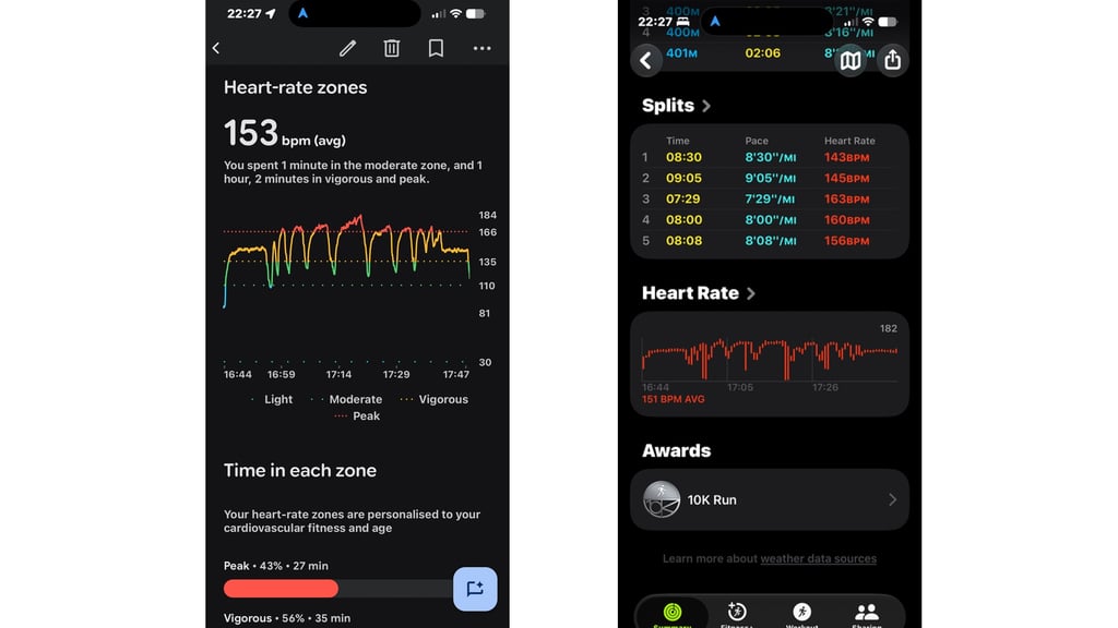 Fitbit Air HR excercise data