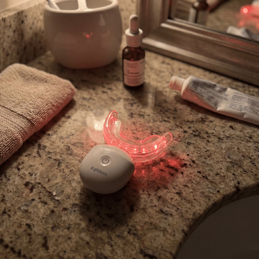 Glokore OralCare Plus on the sink