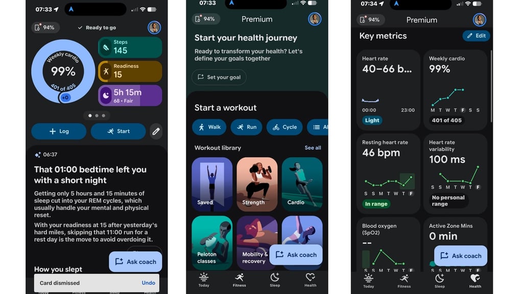 Google Health app interface