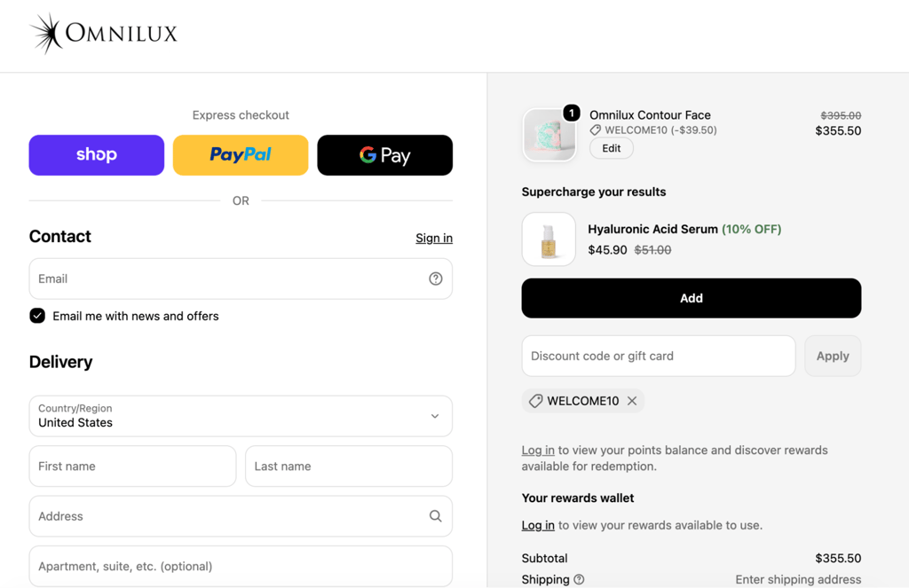 Applying Omnilux discount code bf