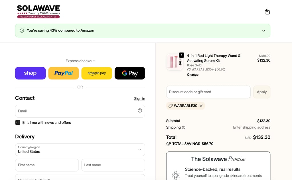 Applying Wareable promo code