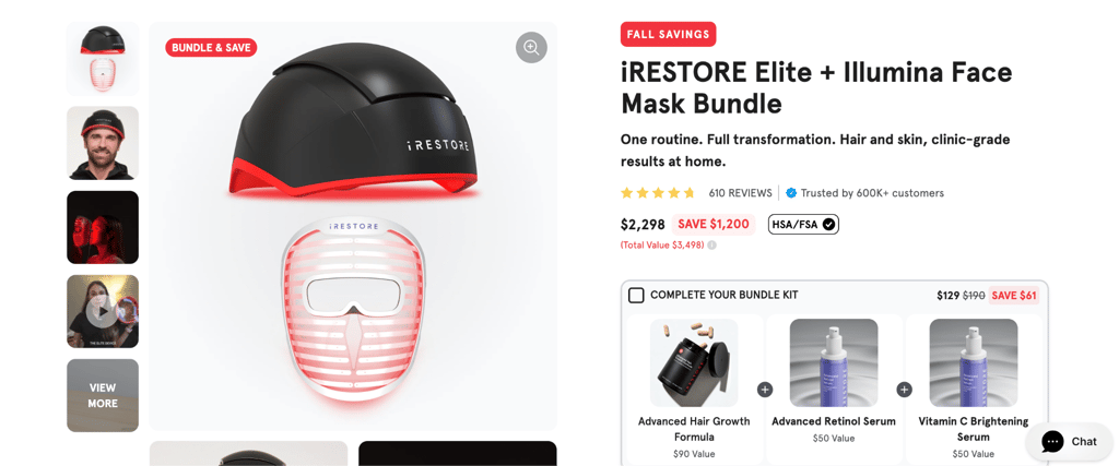 iRESTORE elte and illumina face mask bunlde in website