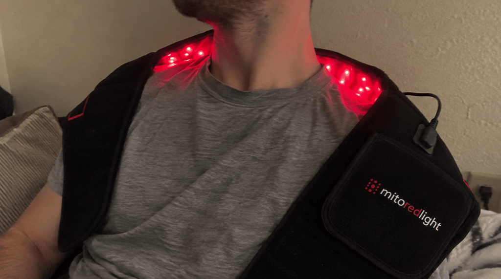 mito red light belt on shoulders