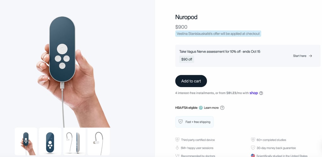 add nuropod device to cart