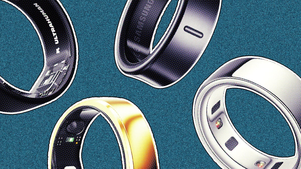a composite image of the industry's best smart ring, including those from Oura, RingConn, Ultrahuman, and Samsung