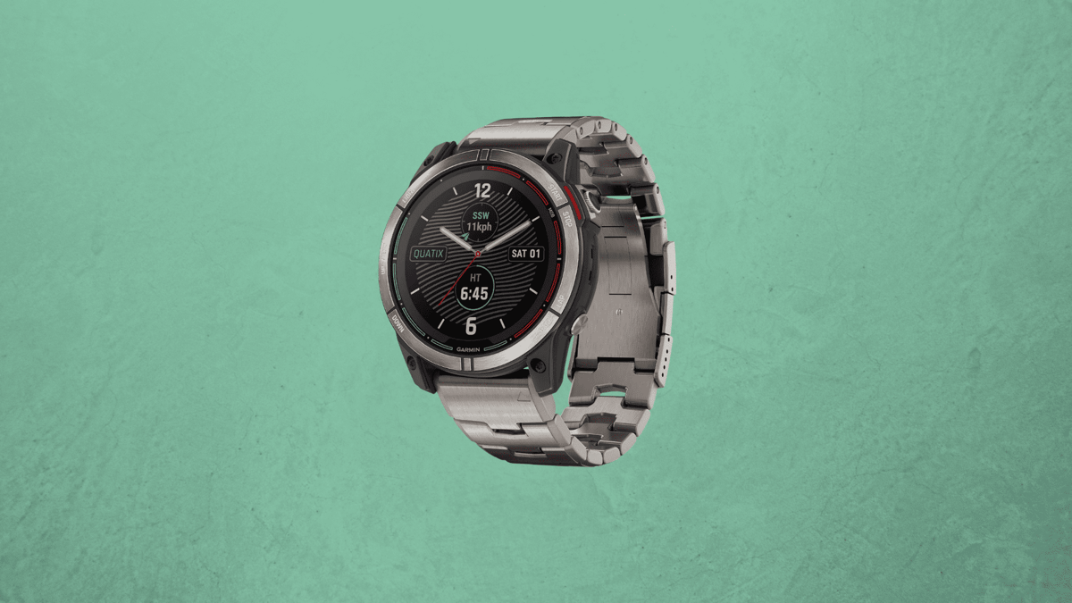 Garming Quatix 7X Solar Edition Deals Article image showing the watch on a greeen background