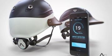 This smart polo helmet features a built-in crash sensor